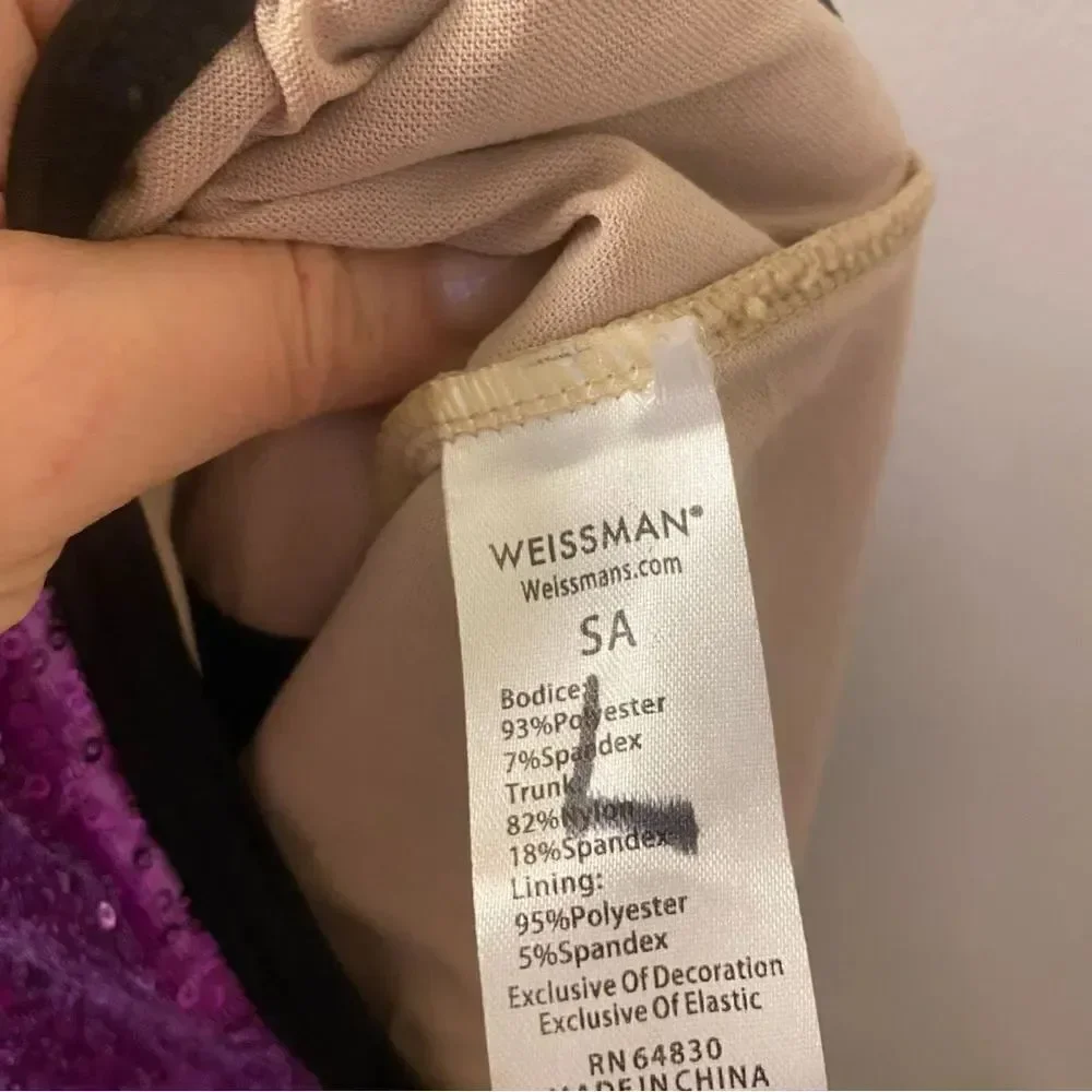 WEISSMAN Dance Costume unitard black purple Cold Hearted Snake 14693 SA adult
